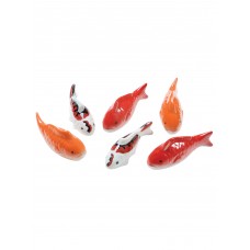 Art & Artifact Ceramic Floating Koi Fish - Set of 6 Multi-Colored Goldfish   